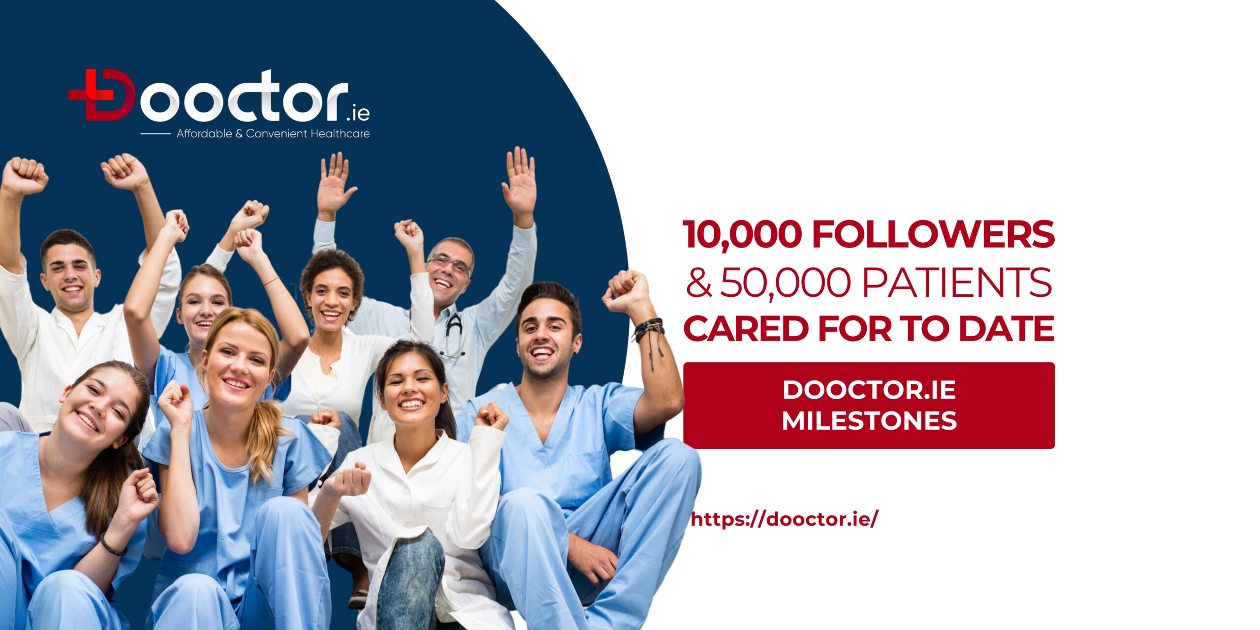 Dooctor.ie team celebrating 10,000 followers and 50,000 patients treated across Ireland
