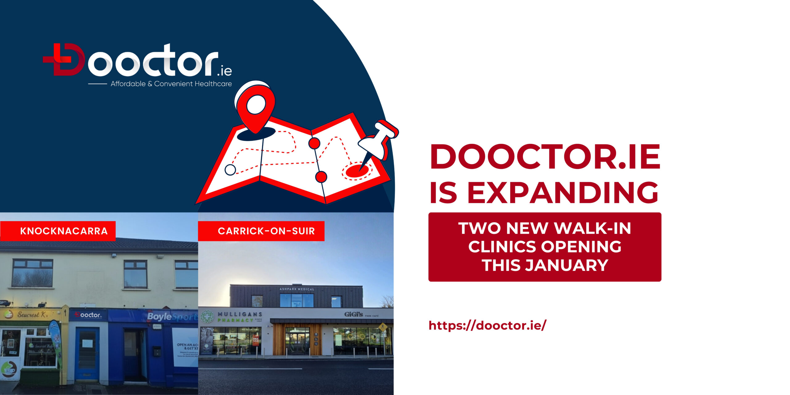 Dooctor.ie announces two new walk-in clinics opening in Carrick-on-Suir and Knocknacarra in January