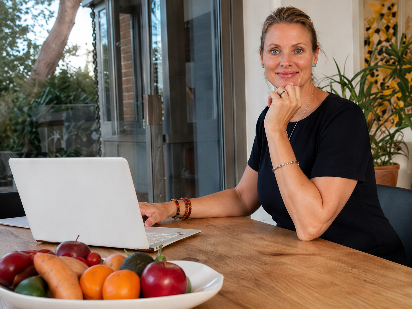 Jeanne Priebe at a consultation desk